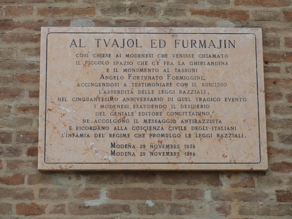 Gedenktafel für Formiggini in Modena