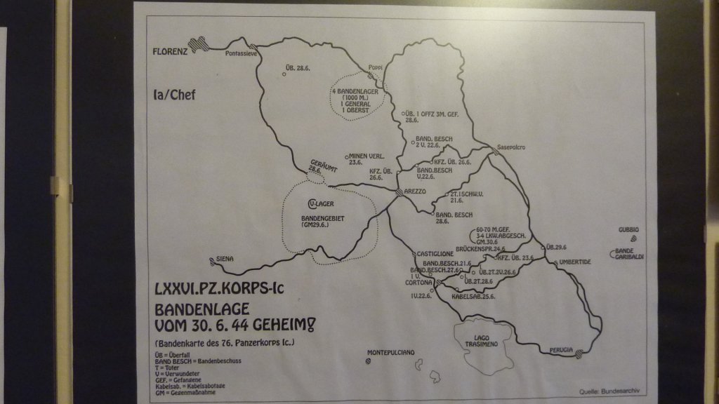 Bandengebiet in der Toscana, eine Wehrmachts-Karte