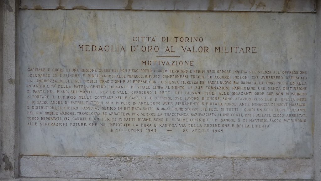 Medaglia d'oro di valor militare für Turin