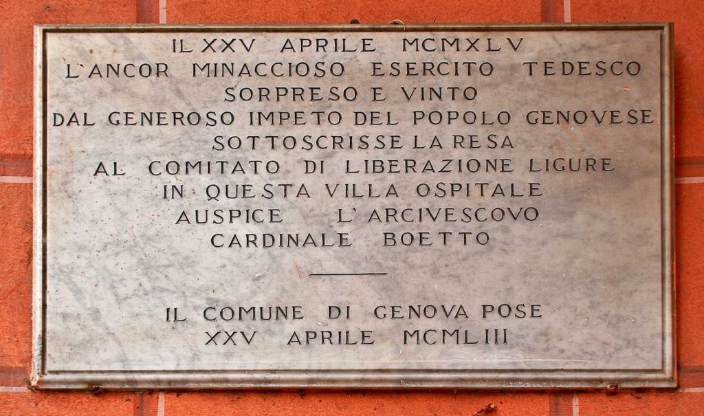 Gedenktafel an der Villa Migone