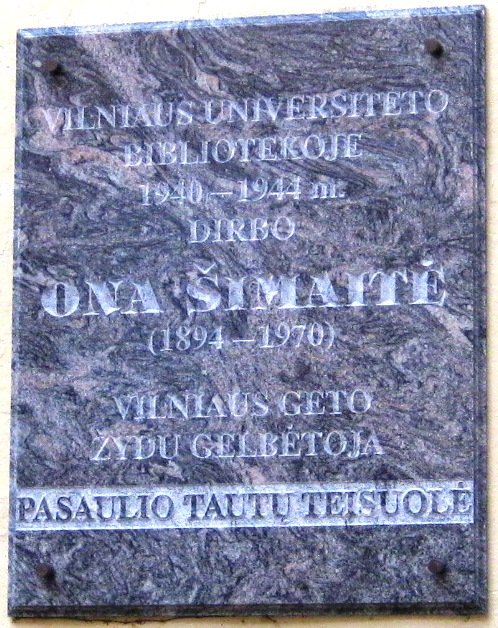 Gedenktafel für Šimaitė