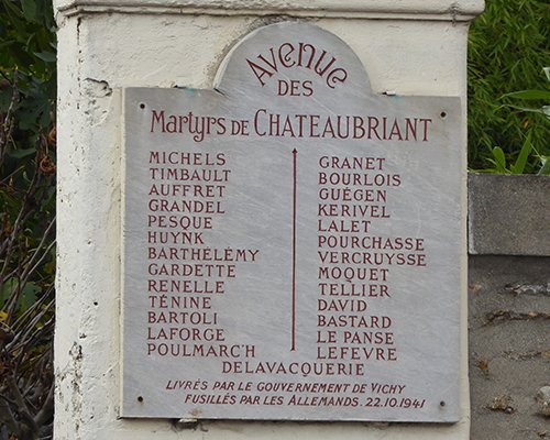 Châteaubriant, Straße der Erschossenen; Quelle: Draveil, mémorial genweb